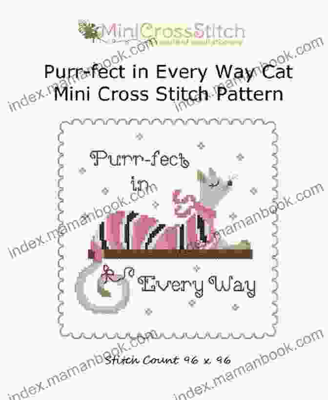 A Photo Of A Collection Of Purr Fect In Every Way Cat Mini Cross Stitch Patterns, Stitched On Various Fabrics And Framed In Different Styles. Purr Fect In Every Way Cat Mini Cross Stitch Pattern